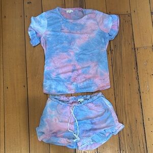 Perfect Peach Pajamas XL Blue and Pink Tie-Dye Women's Pajama Set Cozy